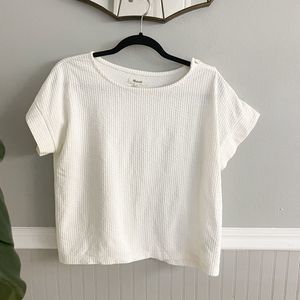 Madewell Double Gauze Popover Short Sleeve Top with Buttons Size Large